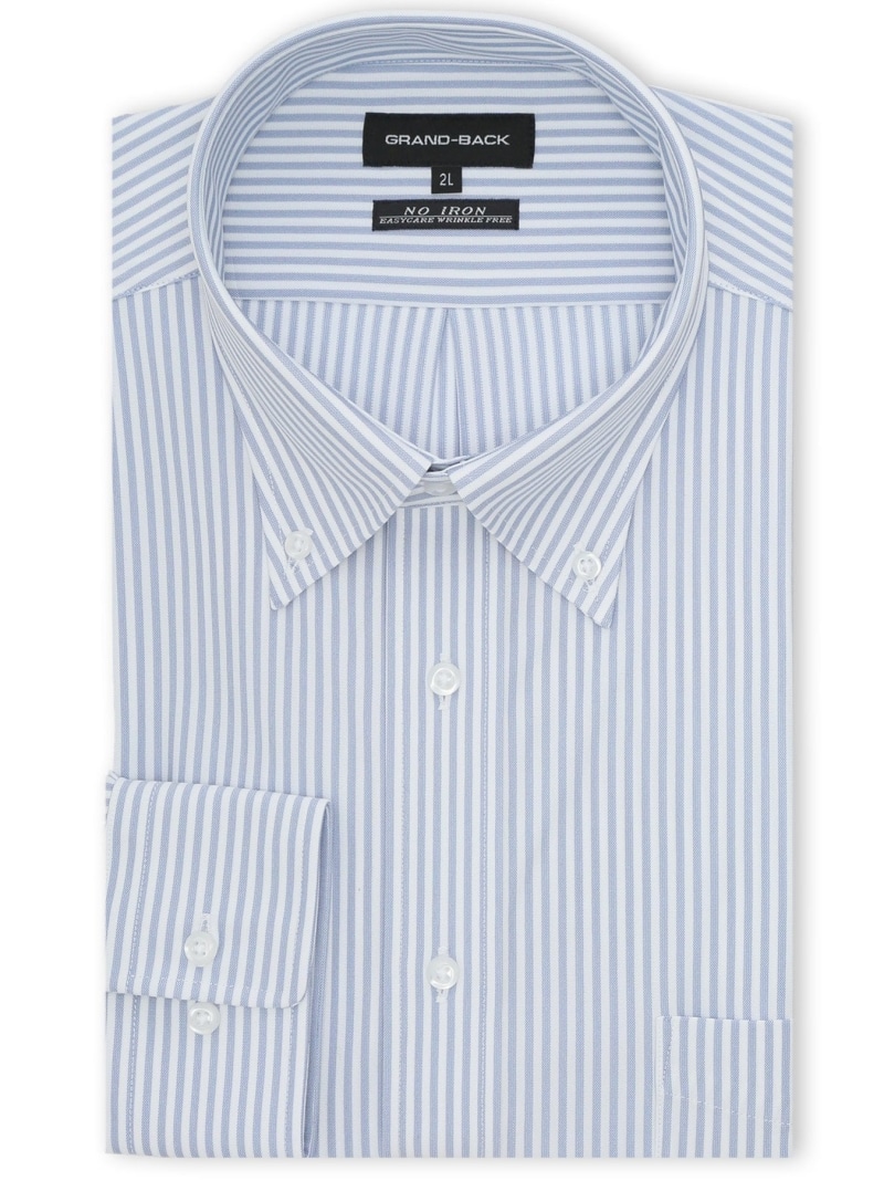 GRAND-BACK 【大きいサイズ】グランバック/GRAND-BACK ノンアイロンストレッチ ボタンダウン長袖ニットシャツ 【26SS】 タカキュー スーツ・フォーマル Yシャツ・カッターシャツ ブルー【送料無料】