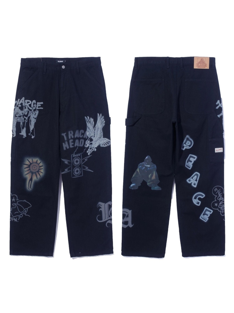 XLARGE PAINTING PAINTER PANTS エクストララージ パンツ その他のパンツ ブラック カーキグリーン ブラウン【送料無料】｜ Fashion Men
