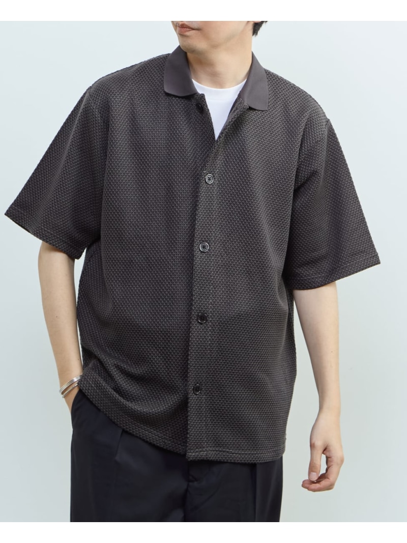 MEN'S MELROSE 【MASTER FRAME/マスターフレーム】ハニカムポロカラーシャツ メンズメルローズ トップス シャツ・ブラウス グレー ベージュ【送料無料】