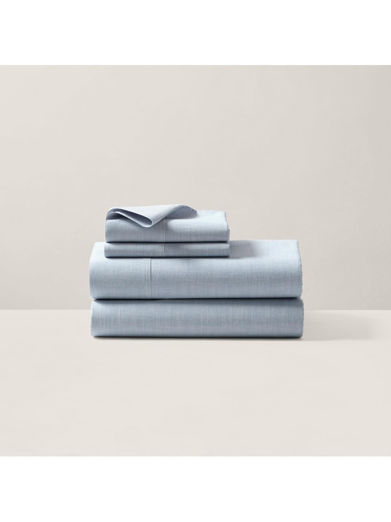 RALPH LAUREN HOME ワークシャツ シャンブレー ボックスシーツ /ダブルサイズ ラルフローレン インテリア・生活雑貨 その他のインテリア・生活雑貨 ブルー【送料無料】 18,150円