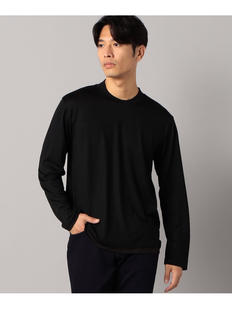 【SALE／40%OFF】COMME CA MEN 【COMME CA MEN】ウール天竺 クルーネック長袖Tシャツ コムサメン トップス カットソー・Tシャツ ブルー ブラック ベージュ【RBA_E】【送料無料】｜ Fashion Men