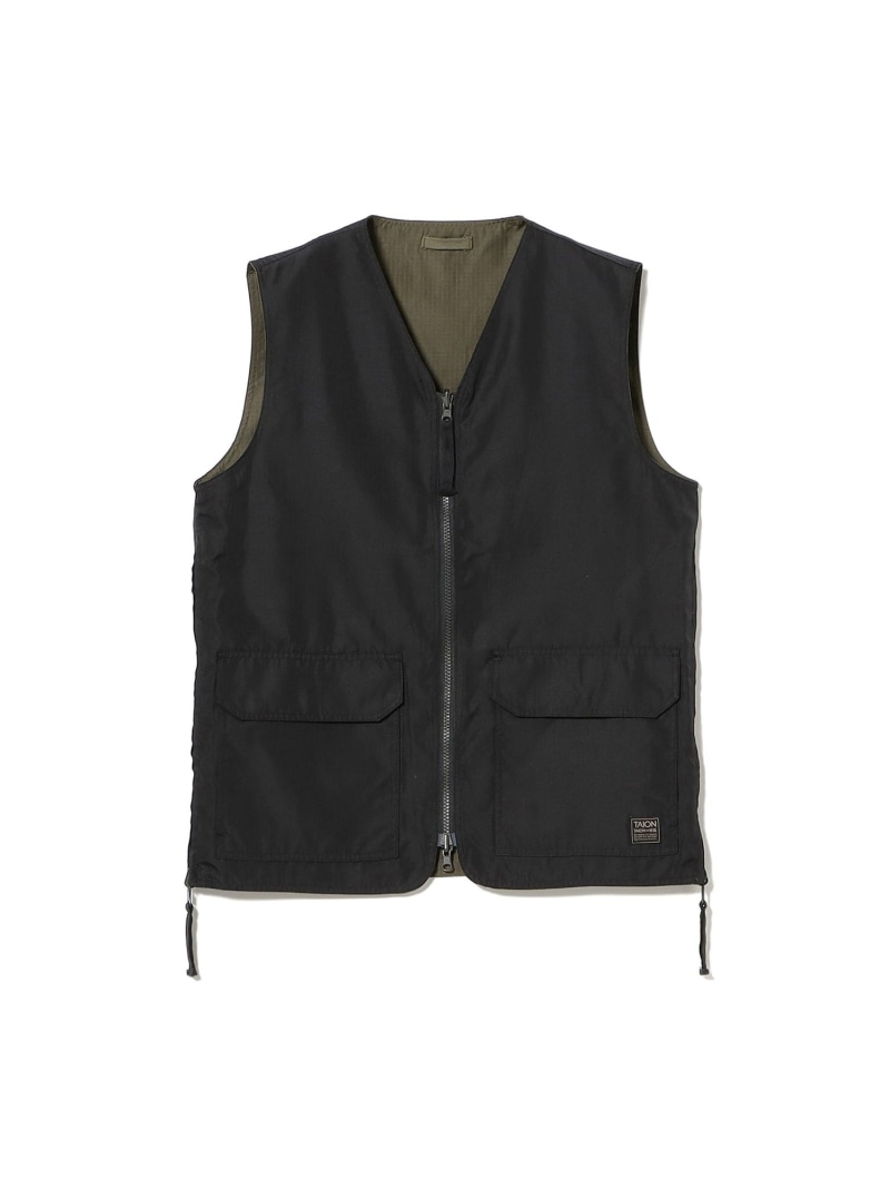 【SALE／30%OFF】B:MING by BEAMS TAION / Non Down Military Reversible V Neck Vest ビーミング ライフストア バイ ビームス トップス ベスト・ジレ ブラック グリーン【RBA_E】【送料無料】
