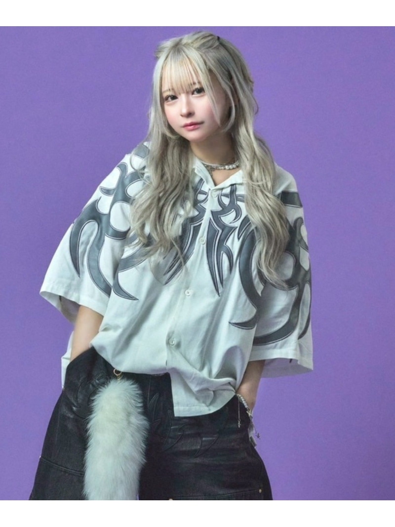 GALFY 【GALFY】部族長シャツ ネバーマインドザエックスユー／チカシツプラス トップス シャツ・ブラウス ホワイト グレー ブラック【送料無料】
