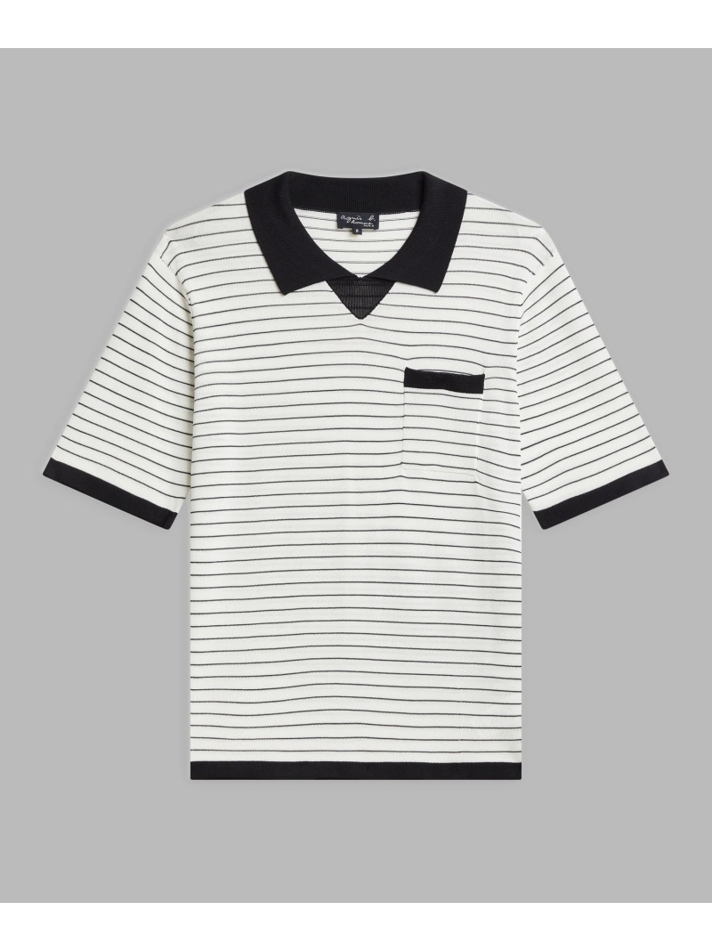 【SALE/50%OFF】agnes b. HOMME メンズ ボーダー 半袖 ポロ プルオーバー "Cup" アニエスベー トップス ポロシャツ ホワイト【RBA_E】【送料無料】| Fashion Men