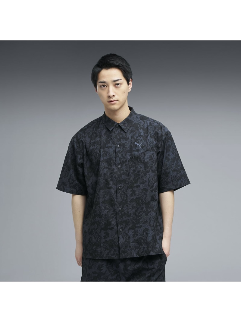 PUMA メンズ ESS エレベーテッド ウーブン AOP 半袖 Tシャツ SUMMER WOVEN AOP SS SHIRT プーマ トップス カットソー・Tシャツ ブラック【送料無料】
