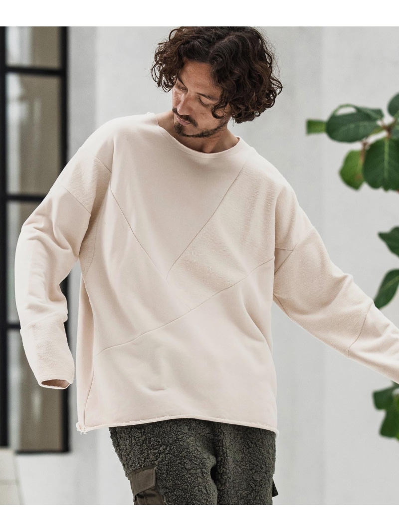 CAMBIO msw1706-Random Patchwork Crew Neck Sweat Pullover 流汗 カンビオ トップス スウェット・トレーナー 薄墨色 白いこと 黒いこと【貨物輸送無料】