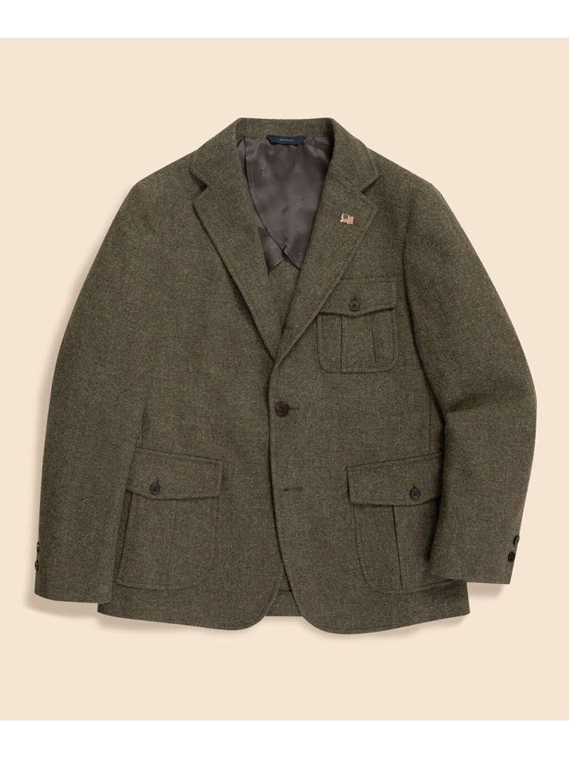 BROOKS BROTHERS 絨毛 3釦ノーフォーク上衣 Made インチ USA ブルックス ブラザーズ ジャケット・アウター テーラードジャケット・ブレザー カーキ緑であること【貨物輸送無料】 メンズファッション-コート・ジャケット