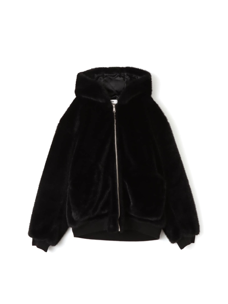 atmos atmos Faux Fur Hoodie Jacket BLACK アトモス ジャケット・アウター その他のジャケット・アウター ブラック【送料無料】| Fashion Men