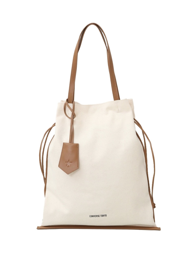 CONVERSE TOKYO CANVAS GATHERED TOTE BAG コンバーストウキョウ バッグ トートバッグ ベージュ ブラック【送料無料】