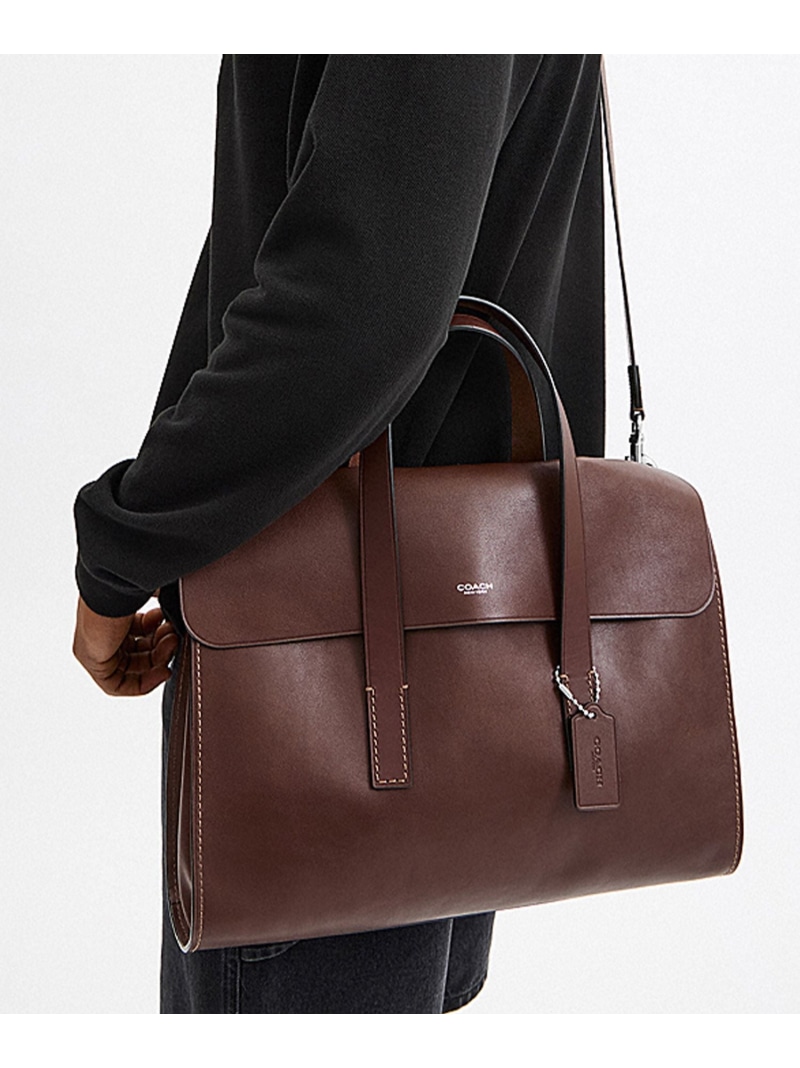 COACH 【堅苦しさ】坦々たるアイアン 折りかばん コーチ職 御徒面子 ビジネスバッグ・ブリーフケース 赤銅色【貨物輸送無料】