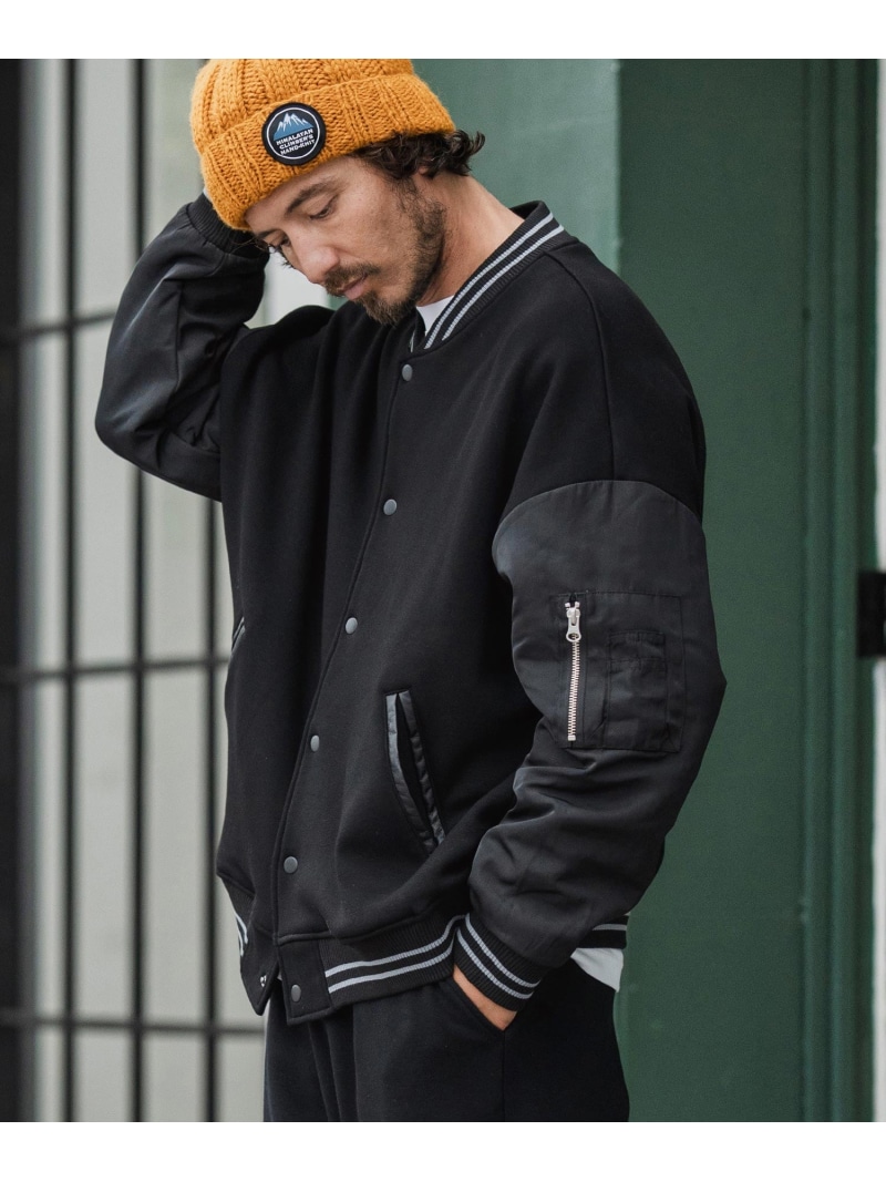 CAMBIO mj10873-Back Shaggy Cardboard Knit Combination Flight Jacket フライト カンビオ ジャケット・アウター その他のジャケット・アウター ブラック ブラウン グレー【送料無料】