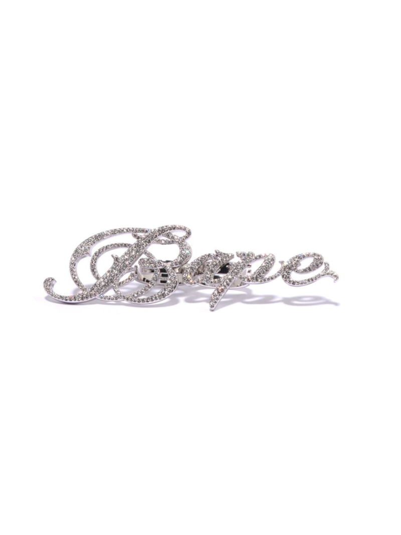 A BATHING APE BAPE RHINESTONE DOUBLE FINGER RING ア ベイシング エイプ インテリア・生活雑貨 その他のインテリア・生活雑貨 シルバー【送料無料】