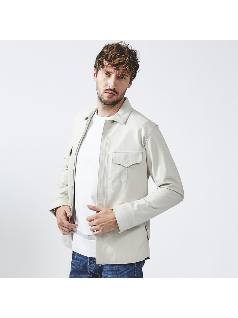 【SALE／30%OFF】5351POUR LES HOMMES ラムレザーシャツ ブルゾン ゴーサンゴーイチプールオム ジャケット・アウター ライダースジャケット ブラック ホワイト【RBA_E】【送料無料】