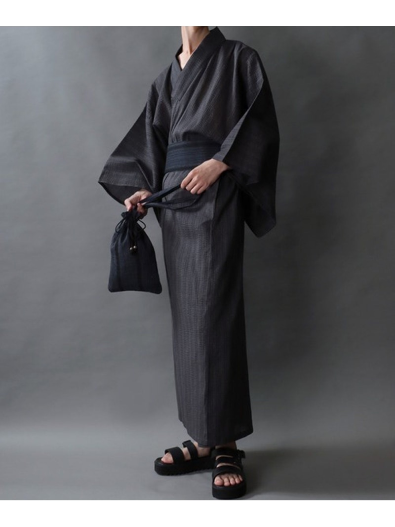 【SALE／5%OFF】SITRY しじら織り 浴衣 4点セット 帯 腰ひも 巾着 和装 和服 シトリー 着物・浴衣・和装小物 浴衣 グレー ブラック ネイビー【RBA_E】【先行予約】*【送料無料】