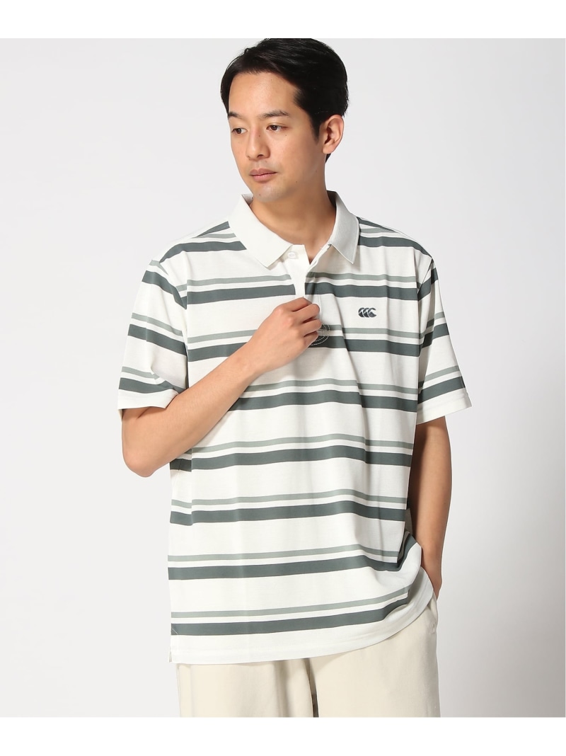 canterbury (U)S/S FXC 縞模様ポロ カンタベリー トップス スポーツシャツ 米国海軍 薄墨色 緑であること 白いこと【貨物輸送無料】