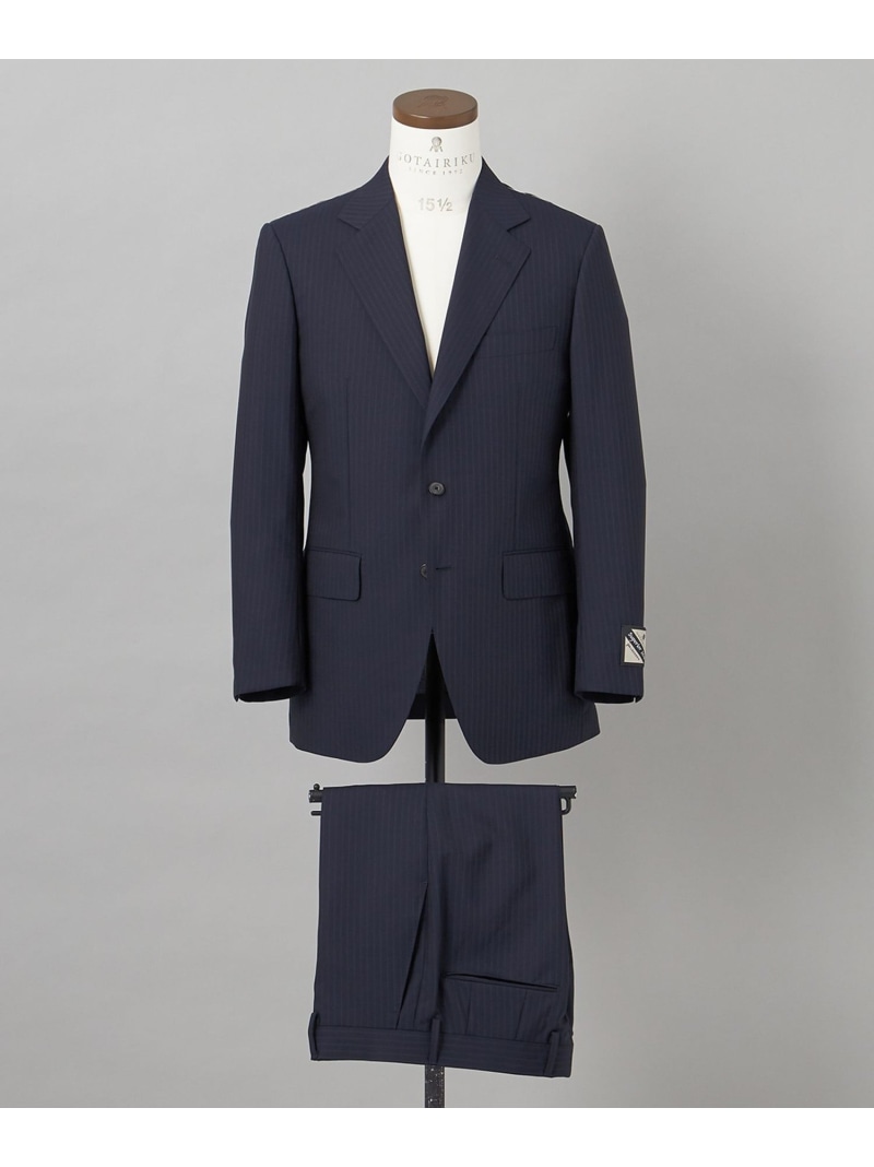 【SALE／20%OFF】GOTAIRIKU 【御幸毛織】Superio160 ウールモヘヤシルクカシミヤ 背広(ネイビーストライプ) ゴタイリク 背広・フォーマル セットアップ背広 米国海軍【RBA_E】【貨物輸送無料】