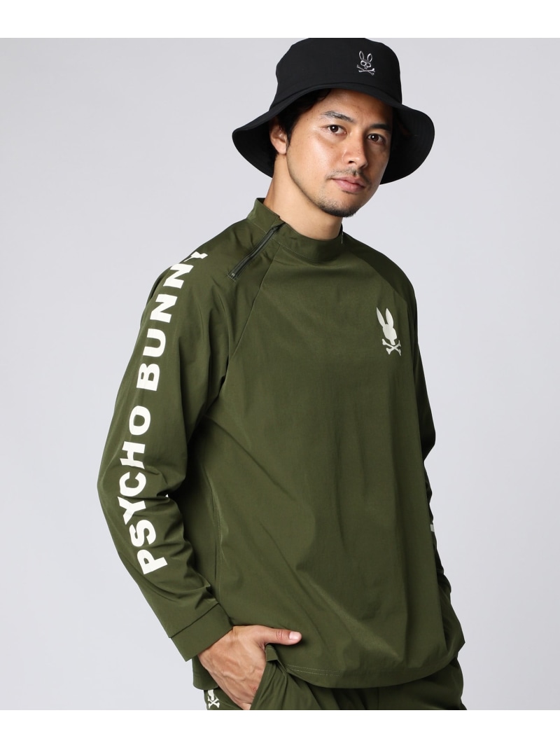 【SALE／30%OFF】Psycho Bunny [WEB限定]リラックスフィット モックネック ロングスリーブTシャツ サイコバニー トップス カットソー・Tシャツ カーキグリーン ブラック【RBA_E】【送料無料】