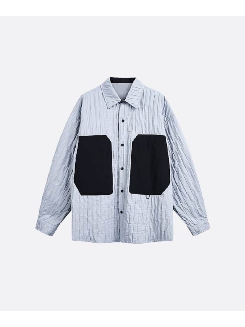 U:UME Emboss Pocket Shirt ユーム トップス シャツ・ブラウス ブルー【先行予約】*【送料無料】