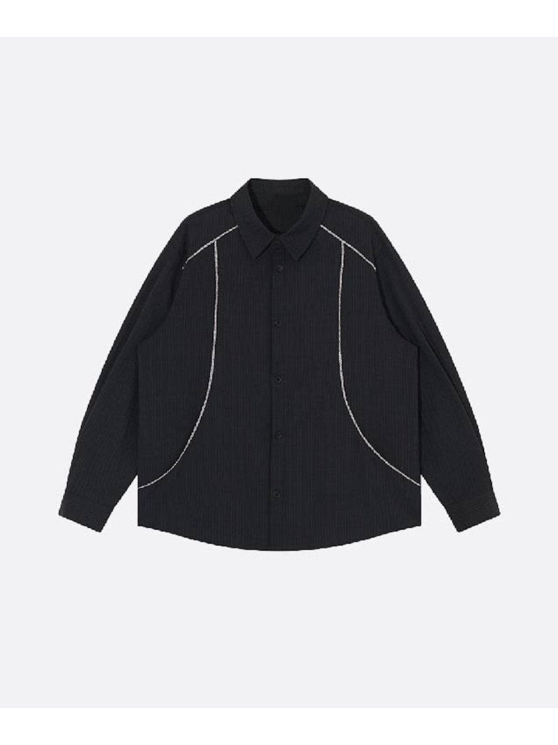 U:UME Emboss Blocking Shirt ユーム トップス プルオーバー・トップ 黒いこと【先んずる取っておく】*【貨物輸送無料】