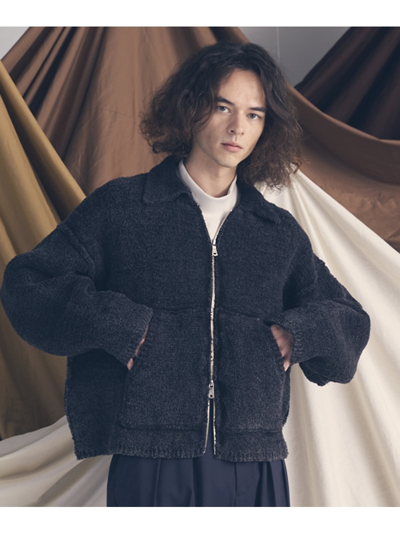 MAISON SPECIAL Fade Yarn Prime-Over Full Zip Knit メゾンスペシャル トップス 編み物 黒いこと【貨物輸送無料】