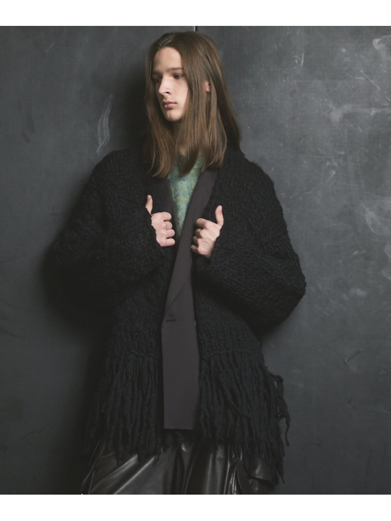 【SALE/20%OFF】MAISON SPECIAL Volume Yarn Prime-Over Fringe Cardigan メゾンスペシャル トップス カーディガン ブラック【RBA_E】【送料無料】