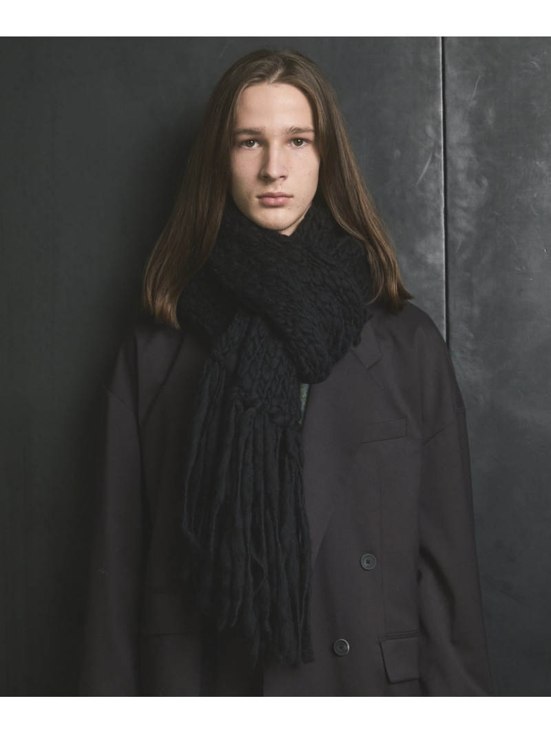 MAISON SPECIAL Volume Yarn Fringe Scarf メゾンスペシャル ファッション雑貨 マフラー・ストール・ネックウォーマー ブラック【送料無料】| Fashion Men