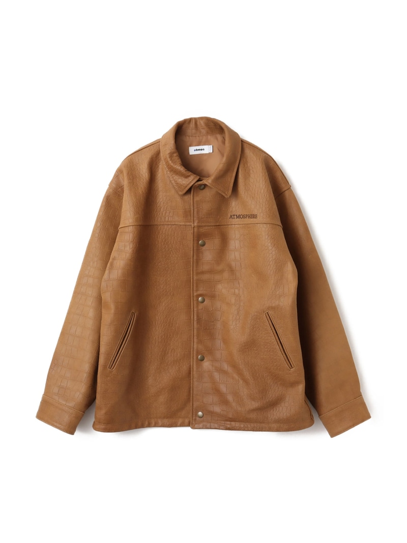 atmos atmos Cow Leather Python Embossed Coach Jacket CAMEL アトモス ジャケット・アウター 余分の物のジャケット・アウター 赤銅色【貨物輸送無料】