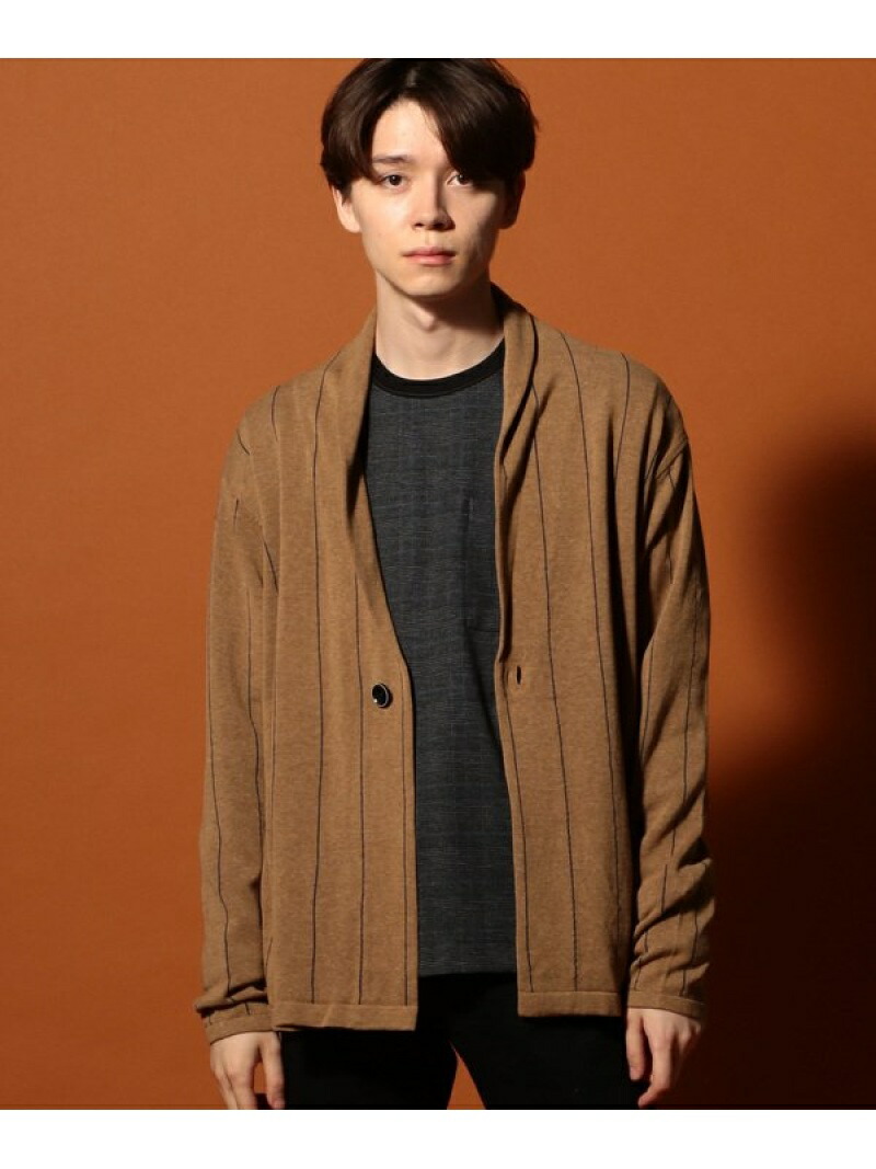 楽天市場 Sale 61 Off Union Station ストライプショールカラーカーディガン Hand Washable メンズ ビギ ニット カーディガン ネイビー ブラウン グレー Rba E Rakuten Fashion Men