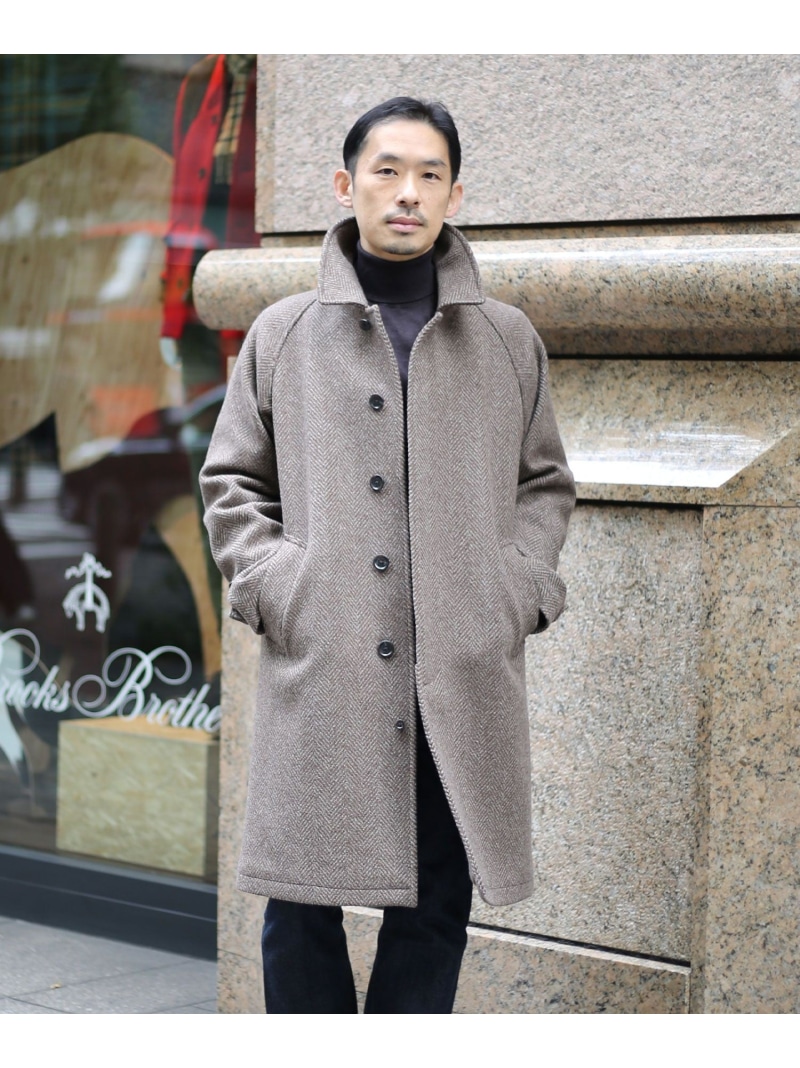 【SALE／20%OFF】BROOKS BROTHERS ウール ラージヘリンボーン バルカラーコート ブルックス ブラザーズ ジャケット・アウター ステンカラーコート ブラウン【RBA_E】【送料無料】