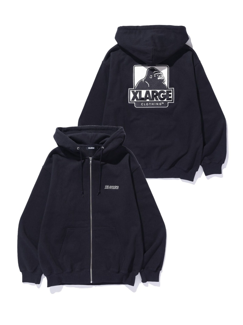 XLARGE OG BOX ZIP UP HOODED SWEATSHIRT エクストララージ トップス パーカー・フーディー ベージュ グリーン ブラック【送料無料】