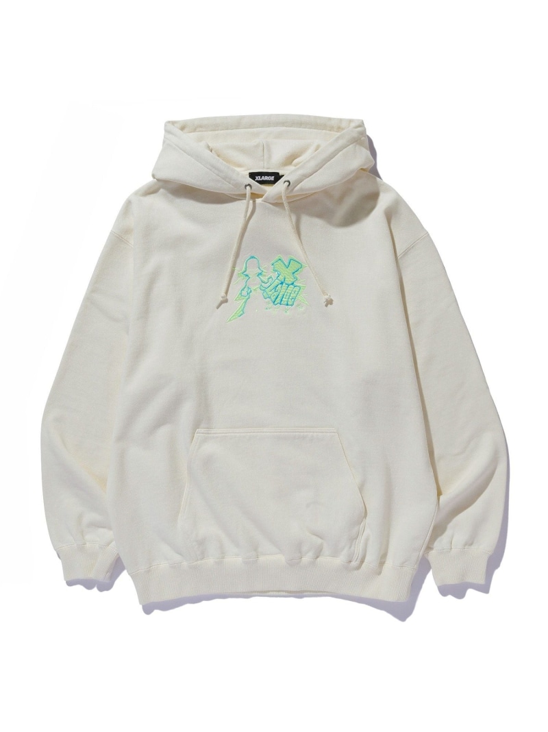XLARGE FLUORESCENT EMBROIDERED HOODED SWEATSHIRT エクストララージ トップス スウェット・トレーナー 黒いこと 白いこと 米国海軍【貨物輸送無料】
