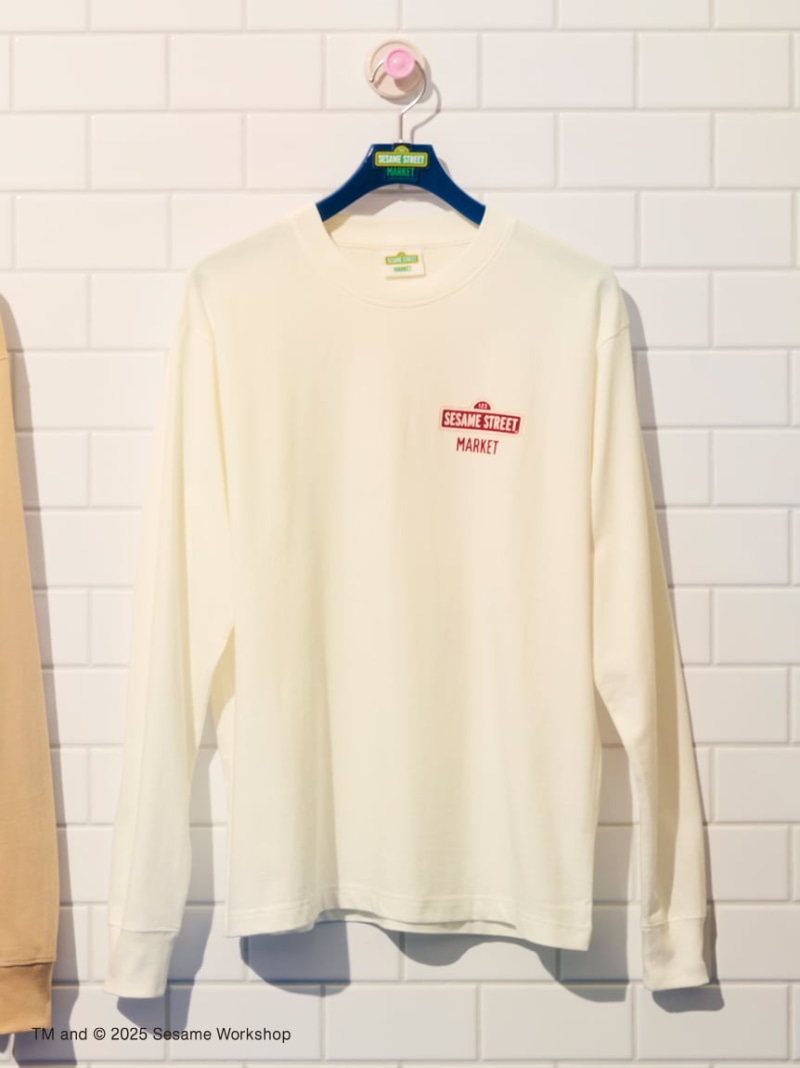 SESAME STREET MARKET 【CAFE SWEETS】【UNISEX】ロングTシャツ(WAFFLE) セサミストリートマーケット トップス その他のトップス ベージュ ホワイト【送料無料】