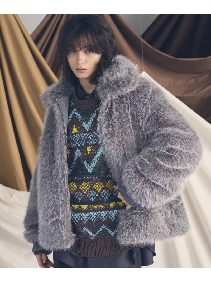 MAISON SPECIAL Luxury Volume Eco Fur Prime-Over Blouson メゾンスペシャル ジャケット・アウター ブルゾン・ジャンパー ブラック グレー【送料無料】｜ Fashion Men