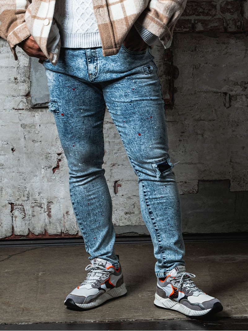 Retro Engine Retro Engine/(M)Chemical Paint Denim L/PT アダムスジャグラー ズボン下 デニム・ジーンズズボン下 青色【貨物輸送無料】