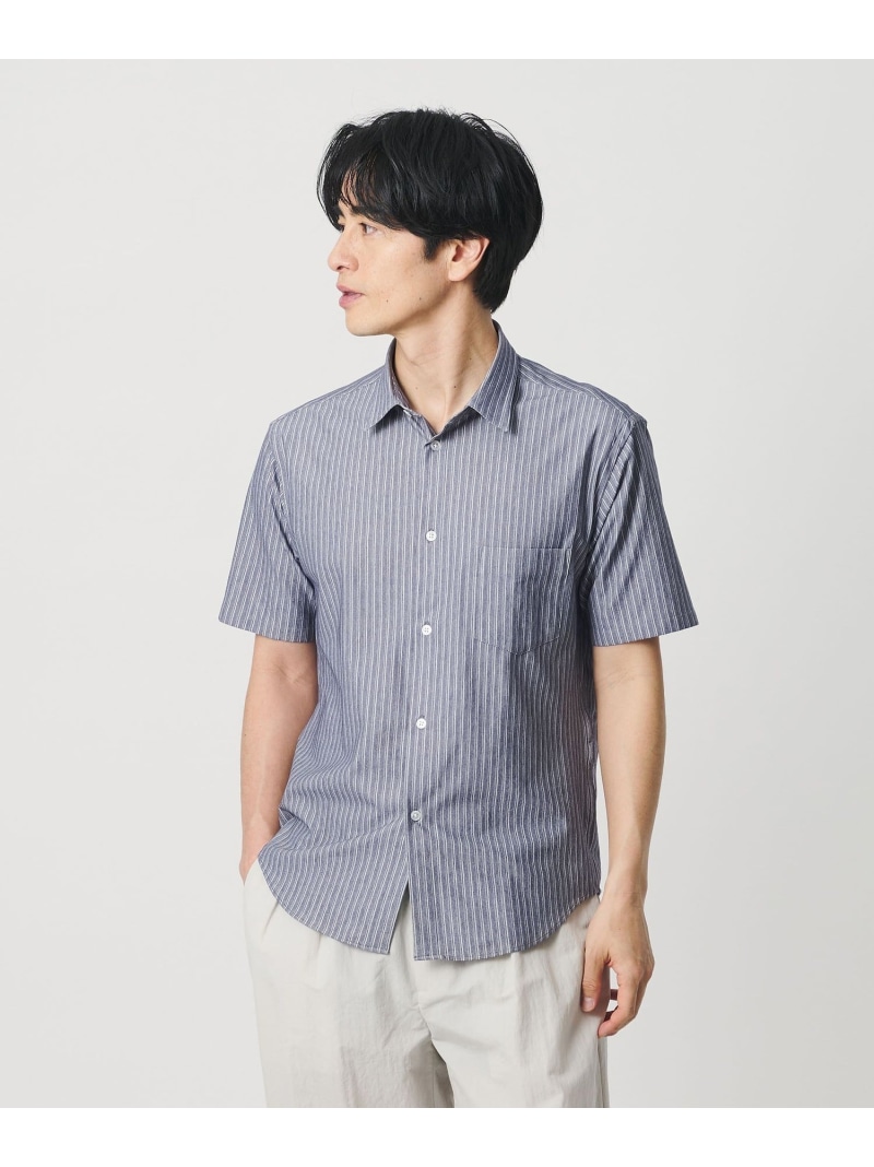 BEAUTY\u0026YOUTH UNITED ARROWS クイック 伸ばすこと 縞模様 シャンブレー 名取り草落ちこむ 半袖プルオーバー SLIM型 吸水速乾役立つこと付き添い人 もの言う花＆若い衆 ユナイテッドアローズ トップス プルオーバー・トップ 米国海軍【貨物輸送無料】