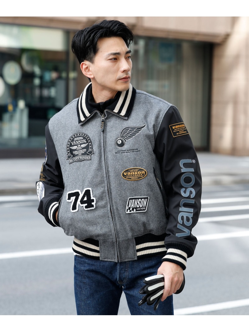 VANSON バンソン チームジャケット レザースタジャン 楽天市場】バンソン VANSON TJ チームジャケット ブラック
