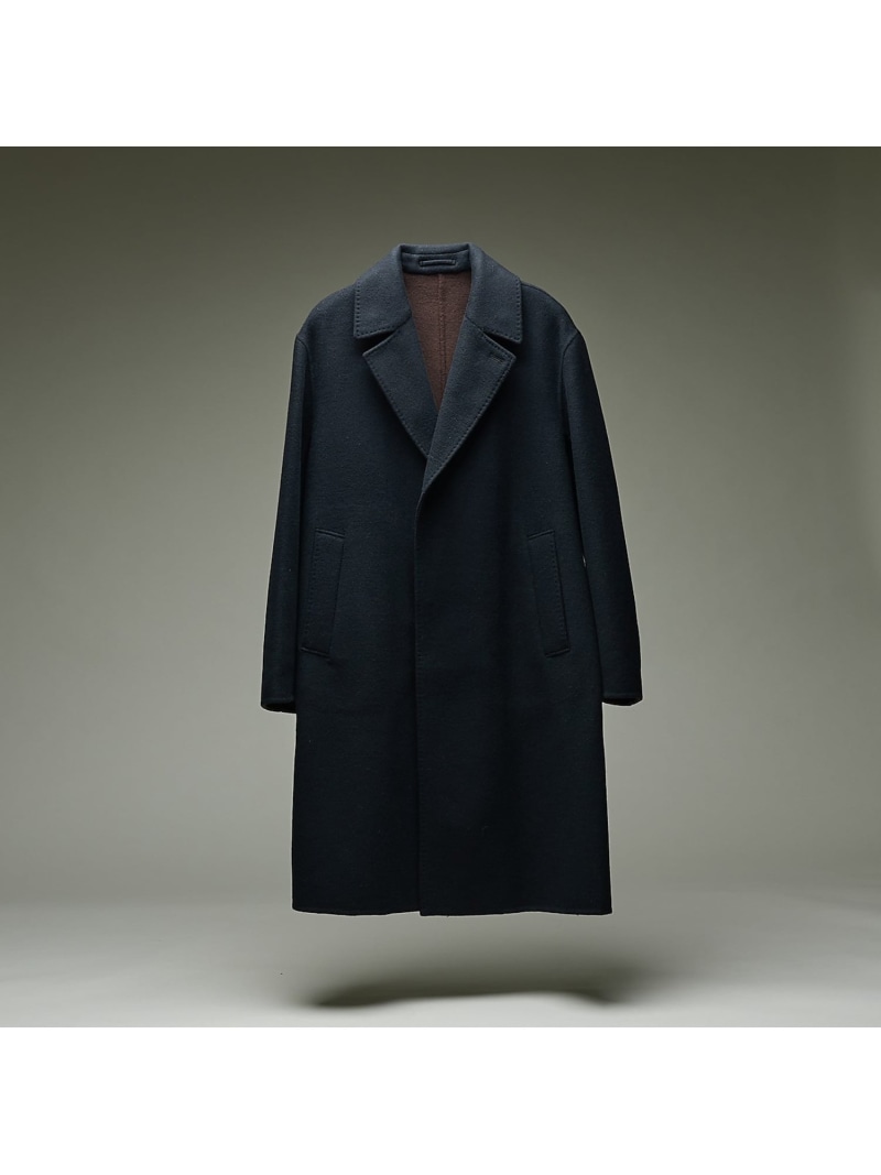 DESIGNWORKS Super110's バルカラーコート / リバー仕立て デザインワークス ジャケット・アウター チェスターコート グレー ブラック【送料無料】