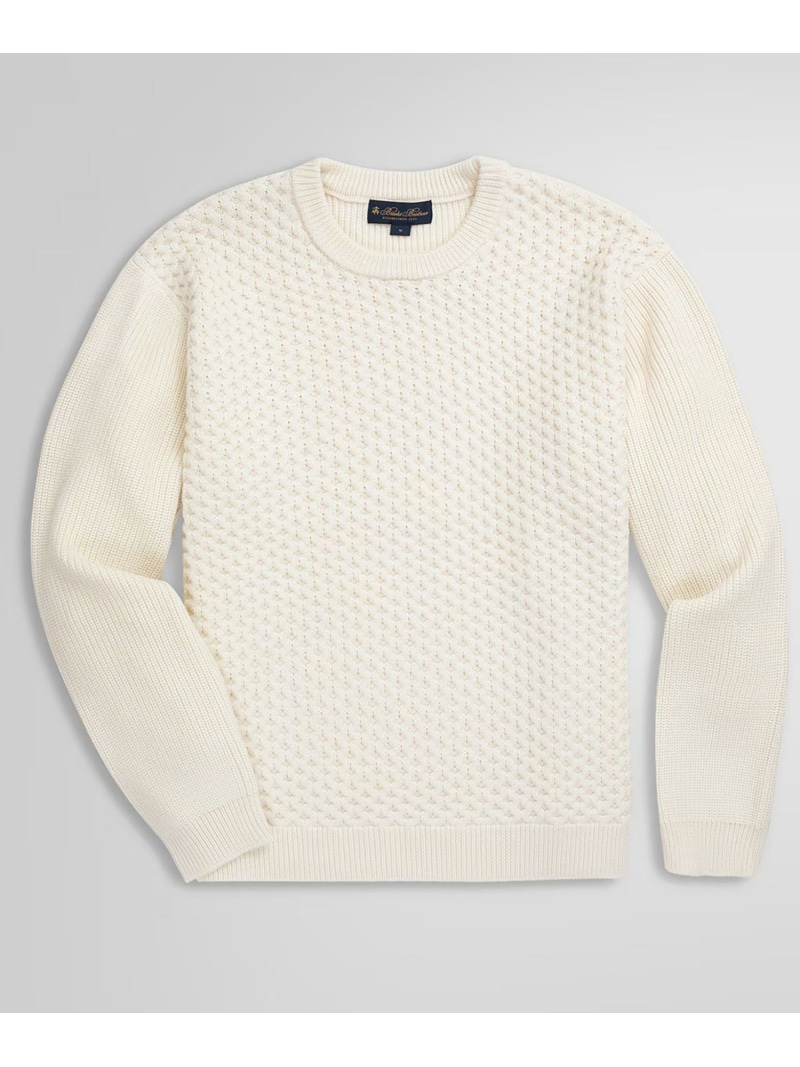 【SALE／30%OFF】BROOKS BROTHERS 羊毛 置き目ゲージ クルーネックセーター ブルックス ブラザーズ トップス 編み物 白いこと【RBA_E】【貨物輸送無料】