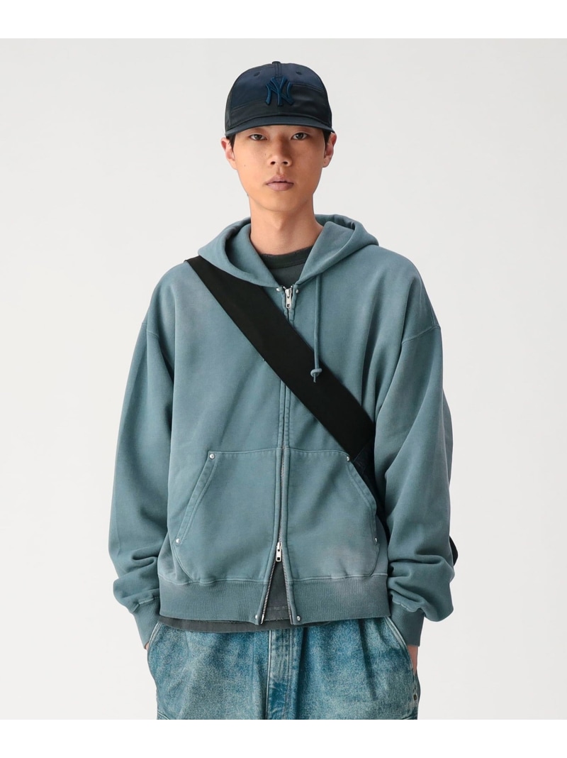 【SALE／30%OFF】BEAMS BEAMS｜Fade Rivet Zip Hoodie｜メンズ トップス パーカー｜フルジップアップ フーディ｜ワイドショートフィット｜裏毛 フェイド処理 日焼退色処理 リベット カンガルー衣嚢｜ヴィンテージ風 古着風｜春 夏 秋 冬 ビームス【RBA_E】【貨物輸送無料】 トップス-メンズファッション-スウェット・トレーナー