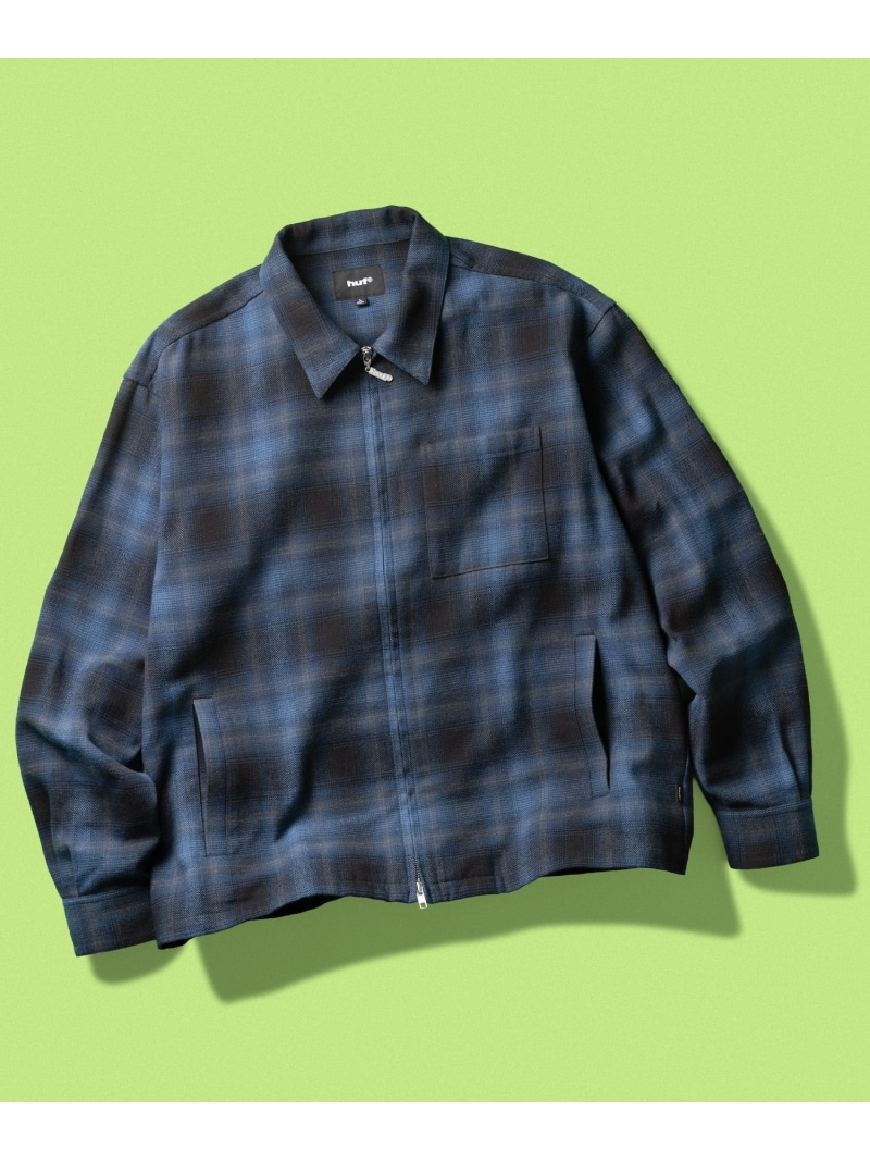 HUF 89 OUTLINE PLAID ZIP SHIRT / HUF ハフ ジップシャツ ハフ トップス シャツ・ブラウス ブラック【送料無料】