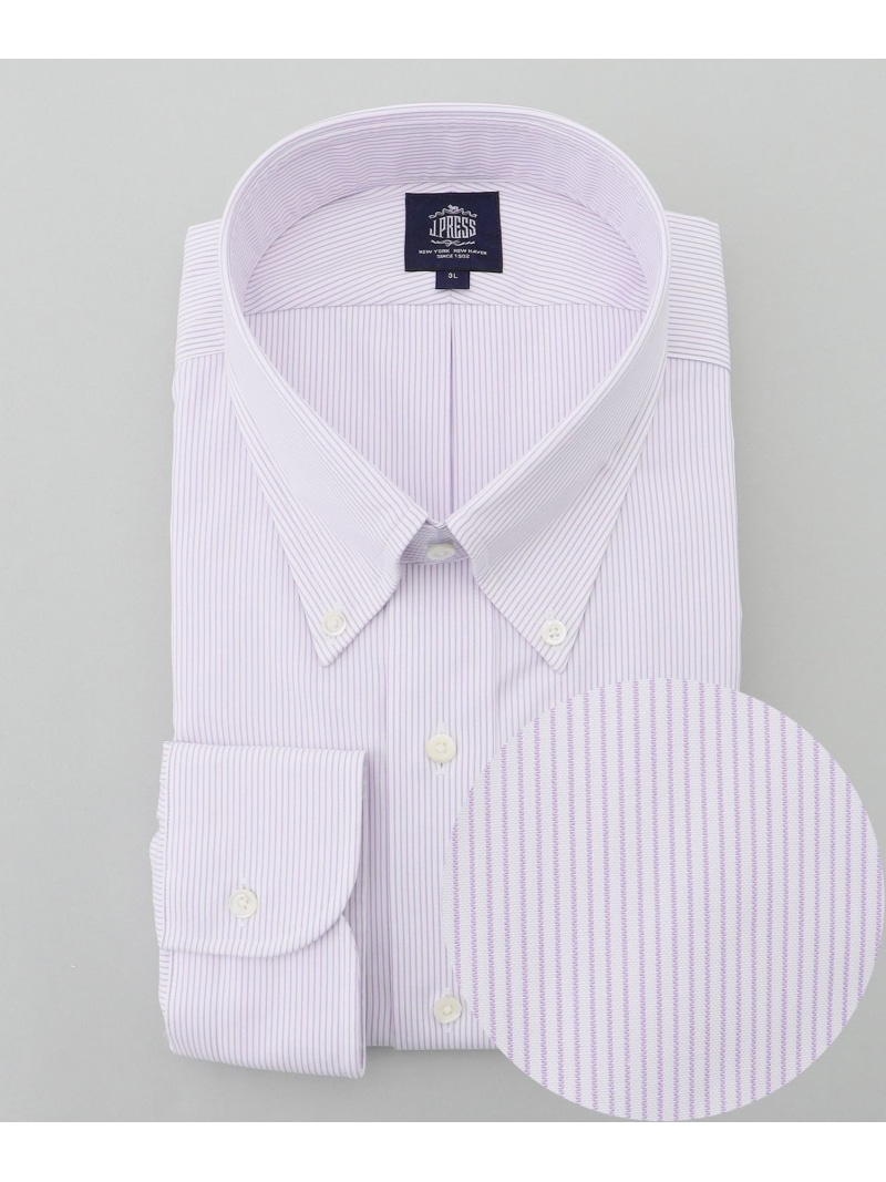 J.PRESS 【KING SIZE】【PREMIUM PLEATS / 形態安定】マイクロストライプ ドレスシャツ / B.D. ジェイプレス トップス シャツ・ブラウス ネイビー【送料無料】