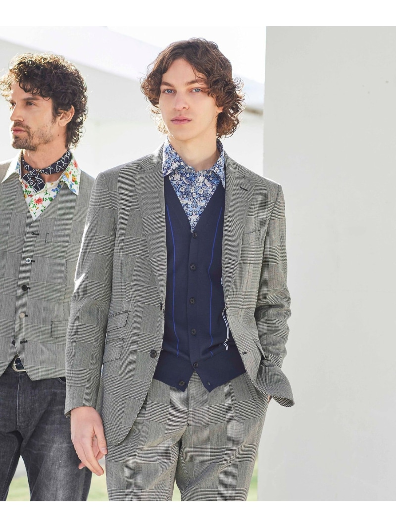 【SALE／58%OFF】BAKER STREET 【セットアップ対応可能】クリスピーグレンチェックハッキングジャケット ベイカー・ストリート ジャケット・アウター テーラードジャケット・ブレザー グレー【RBA_E】【送料無料】