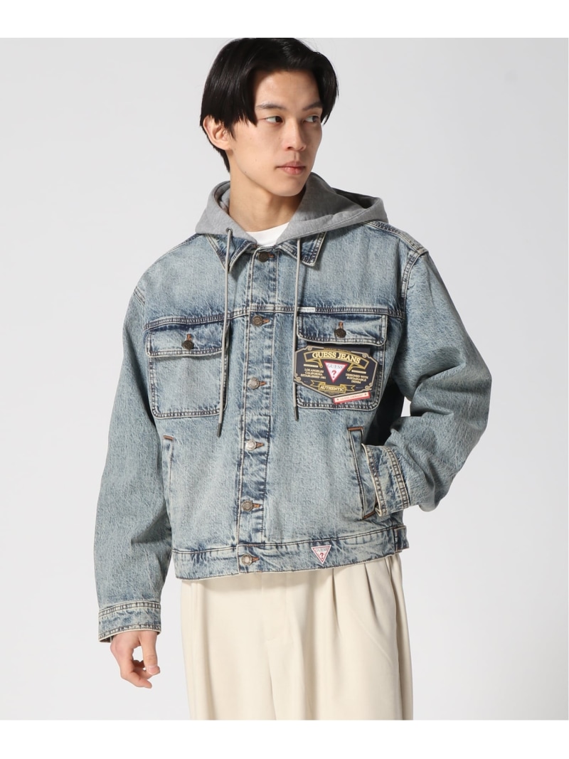 GUESS JEANS GUESS JEANS/(M)Cropped Trucker Jacket ゲス ジャケット・アウター ジーンズ上衣 青み【貨物輸送無料】