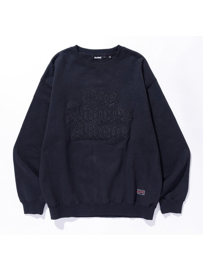 XLARGE PATCHED OLD ENGLISH CREWNECK SWEATSHIRT エクストララージ トップス スウェット・トレーナー 緑であること 薄墨色 黒いこと 米国海軍【貨物輸送無料】 メンズファッション-スウェット・トレーナー