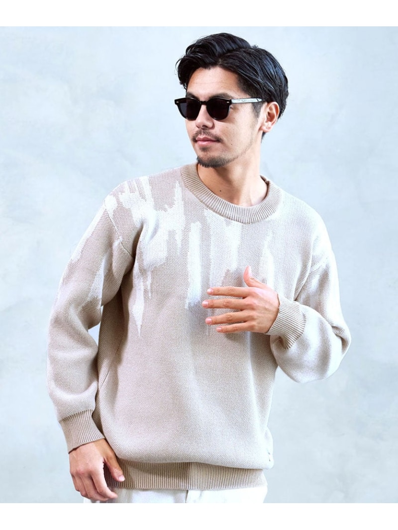 SB select BENUSTA パッチ付きニット シルバーバレット トップス ニット パープル ベージュ【送料無料】