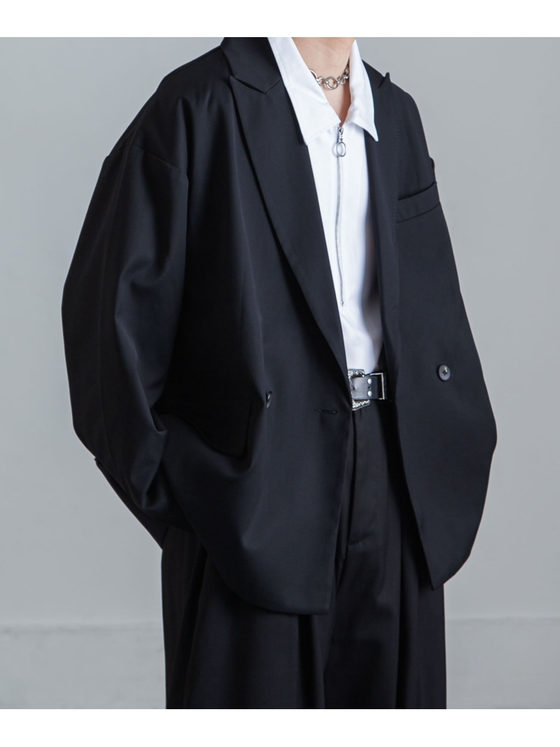 【SALE／10%OFF】Nilway 配色ステッチダブルテーラードジャケット ジップファイブ/ニルウェイ ジャケット・アウター テーラードジャケット・ブレザー ブラック グレー【RBA_E】【送料無料】｜ Fashion Men
