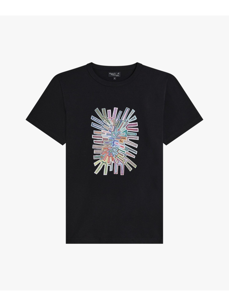 agnes b. HOMME メンズ プリント コットン 半袖 アーティスト Tシャツ \"Mel Bernstine\" アニエスベー トップス カットソー・Tシャツ ブラック【送料無料】