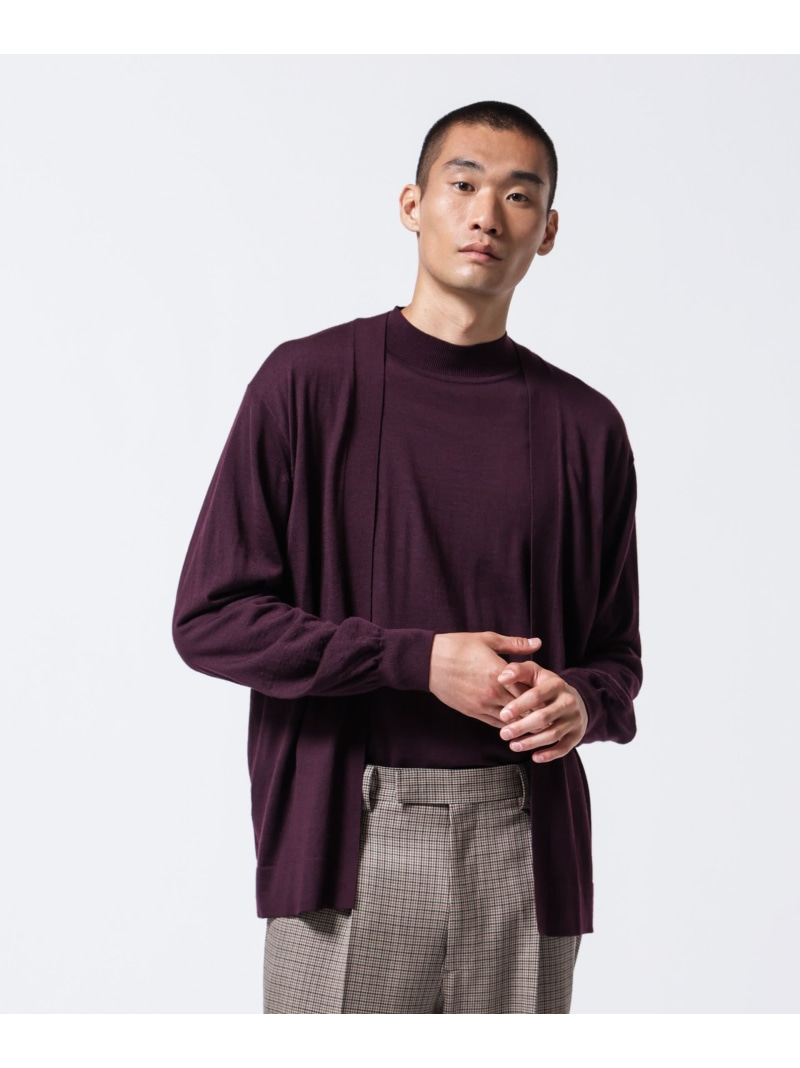 【SALE／50%OFF】NANO universe 「ASSEMBLANC」BRISBANE カーブスリーブカーディガン ナノユニバース トップス ニット レッド ブラック【RBA_E】【送料無料】