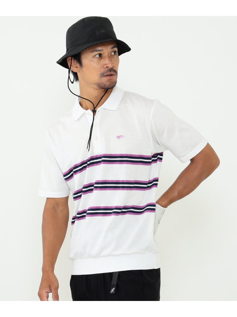 Beams Golf ビームス ボーダージャカード Label Orange ポロシャツ