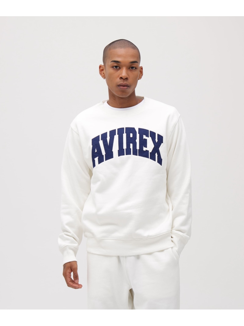 AVIREX 《DAILY/デイリー》CREW NECK L/S SWEAT LOGO / クルーネック ロングスリーブ スウェット / AVIREX アヴィレックス トップス スウェット・トレーナー ホワイト ブラック ネイビー【送料無料】